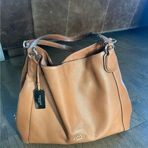 Coach Edie Brown Pebbled Leather Shoulder Bag 28